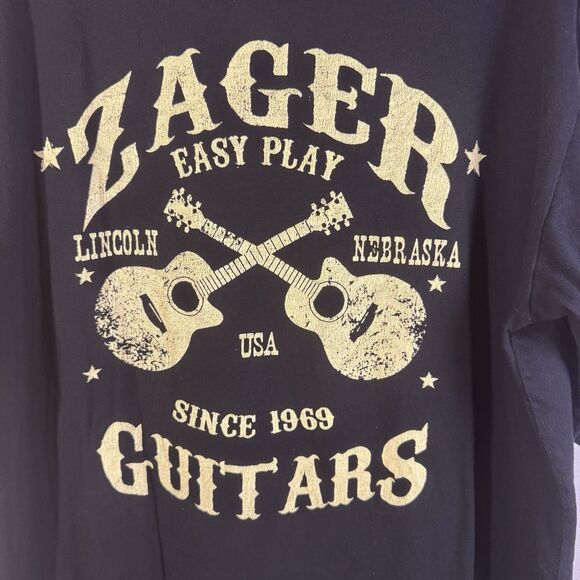 Zager Guitars Easy Play Graphic Tee Black Men’s XL Vintage-Style - Picture 3 of 6